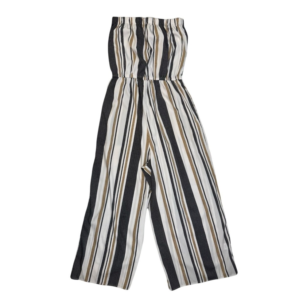 Boho Striped Strapless Jumpsuit Polyester Wide Leg Small Hint of Blush